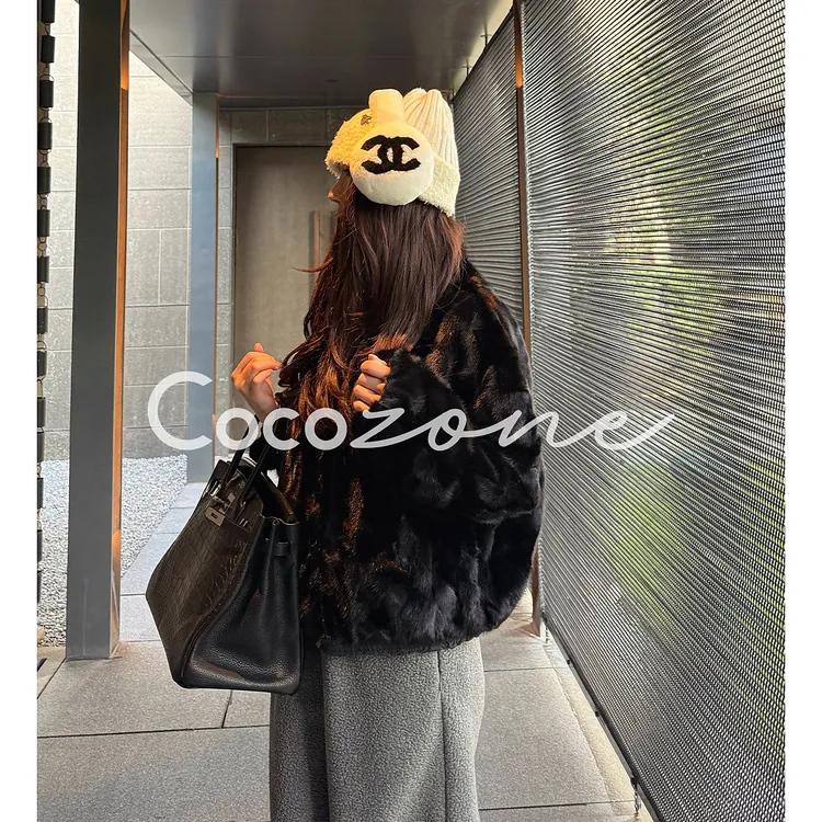 COCO ZONE 刘 一一“黑曜石”100水貂双面穿拉链立领皮草CD2A3055