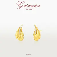 G XIAOXIAO 镀K金【翎羽】中式碎碎冰羽毛耳环 F16H235 F16H217