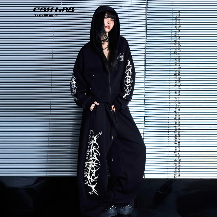 【达人专属】CBXLAB街舞潮牌金属哥特潮酷秋冬卫衣外套潮