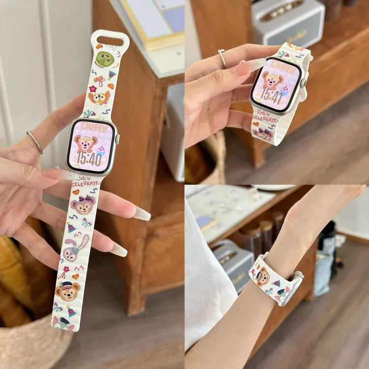可爱卡通7硅胶S8磁吸适用iwatchS10苹果SE手表带applewatchS9女款