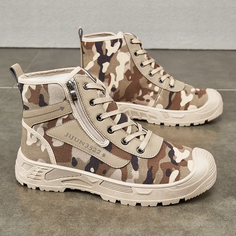 3522冬季新款防水加绒侧拉链高帮棉靴耐磨钢化轻便男士登山劳保鞋