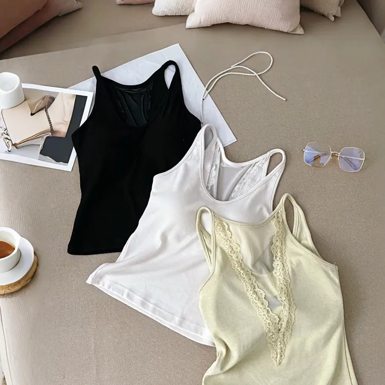 2025时尚简约蕾丝吊带背心甜美风胸大显小舒适显瘦背心