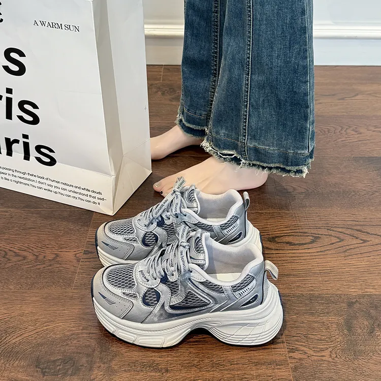 小怪兽老爹鞋女2025秋季新款真皮厚底增高时尚休闲运动鞋潮鞋6cm