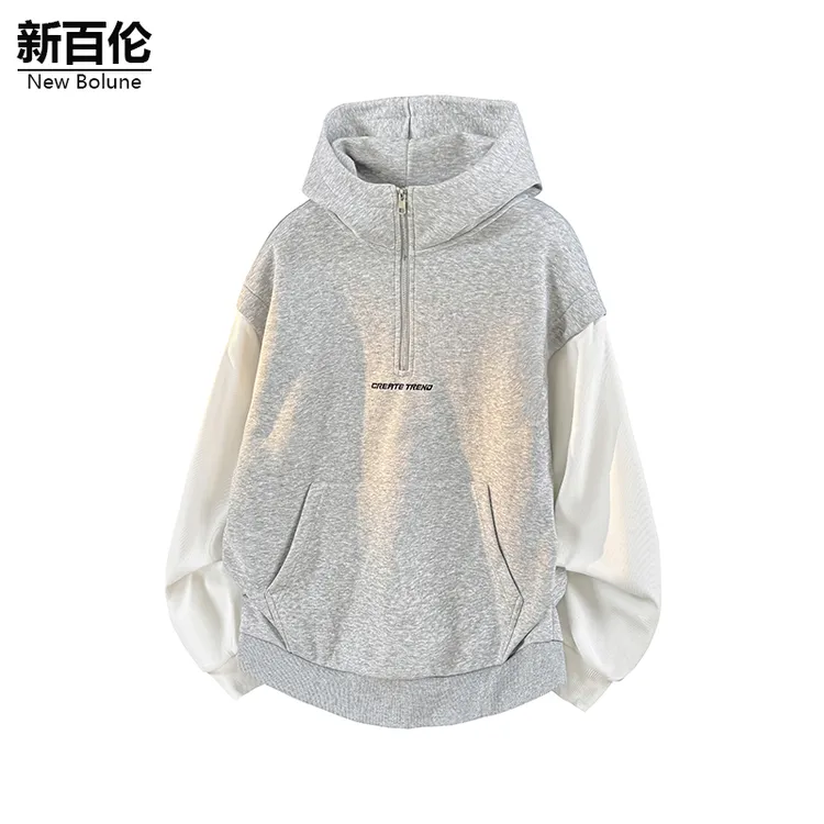 新百伦/NEW BOLUNE卫衣男宽松长袖连帽百搭秋季新款运动针织上衣