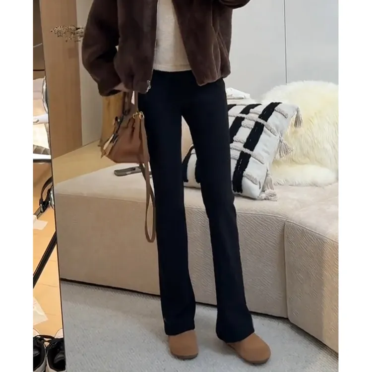 小个子窄版弹力微喇裤女秋季2025新款高腰显瘦宽松垂感修身马蹄裤