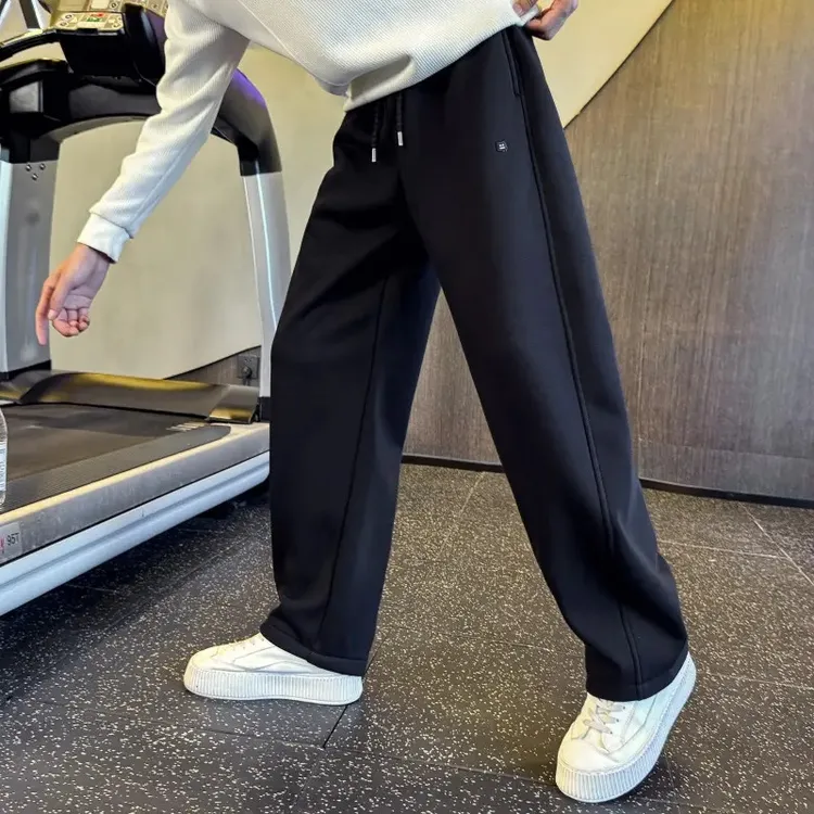 仓石一树冬季加绒加厚保暖卫裤潮牌重磅休闲直筒阔腿长裤子男