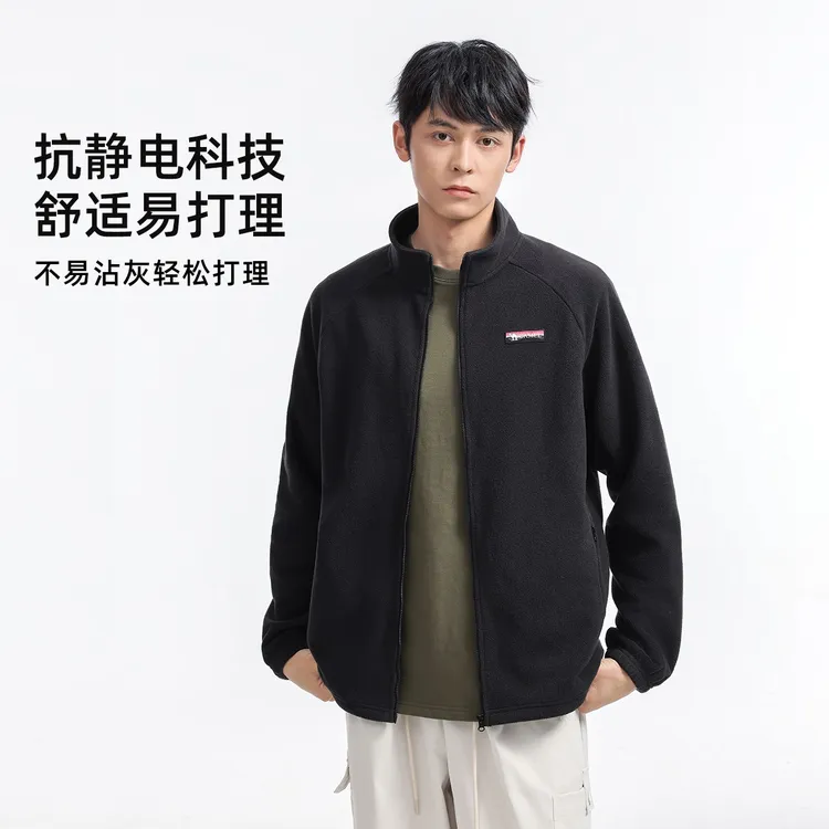 骆驼户外立领抓绒衣女双面加绒保暖抗静电摇粒绒内胆外套男1175