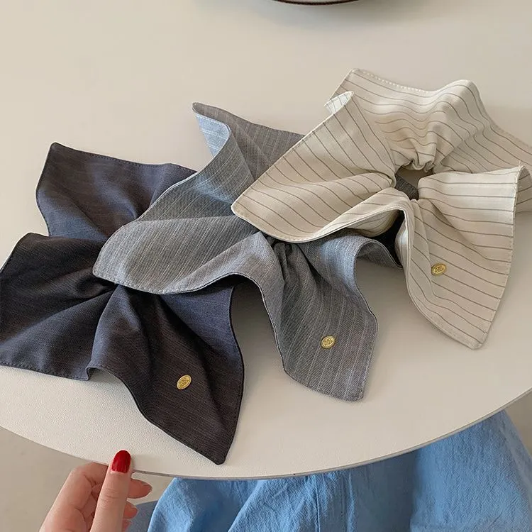 韩系高级感布艺条纹方巾大肠发圈女大号低马尾扎头发头绳气质头饰