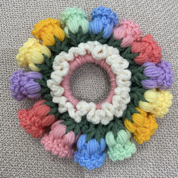 手工铃兰花针织成品！发圈甜美超仙扎头绳女生新款秋冬皮筋大肠圈