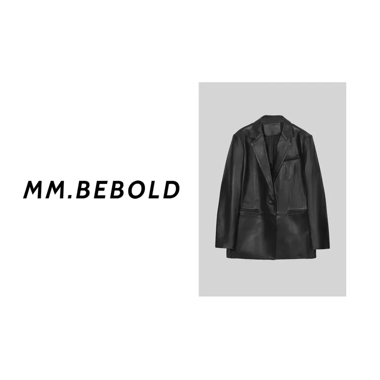 【妙姐精选】守约 羊皮 100 复古港风宽松西装皮衣外套YZ2329