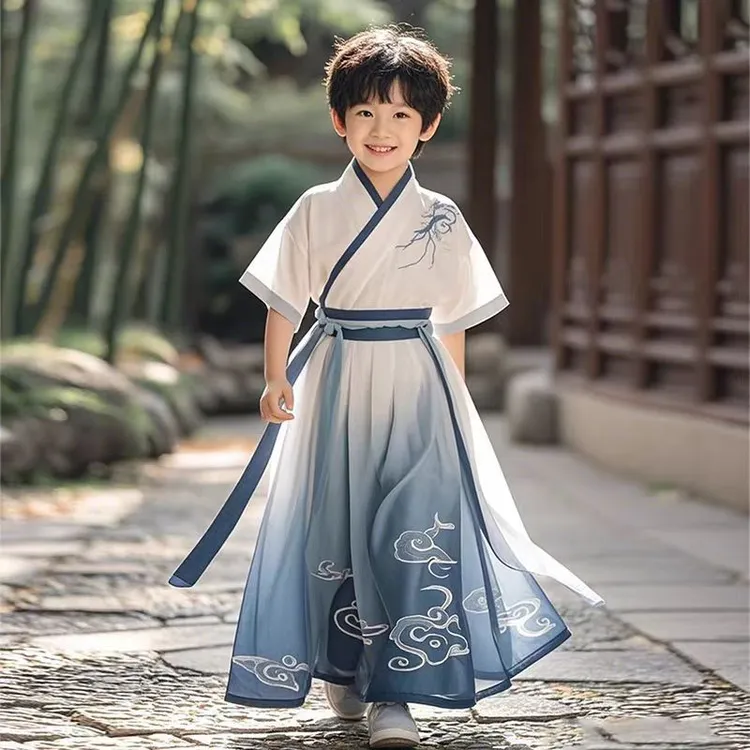 儿童汉服男童春夏季少爷古风国学服超仙中国风唐装男孩古装演出服