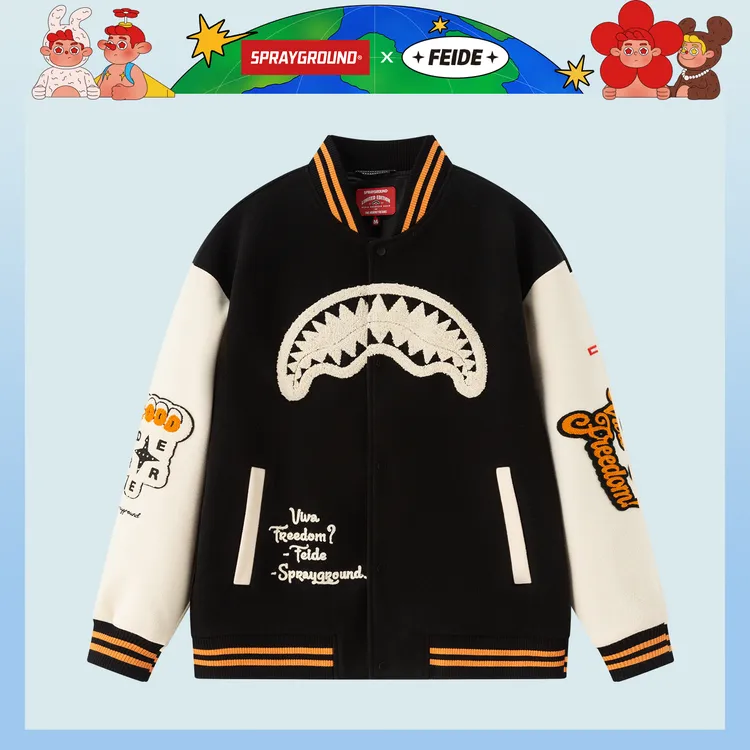 【FEIDE联名】SPRAYGROUND鲨鱼嘴棒球夹克美式休闲潮流JM WE131106