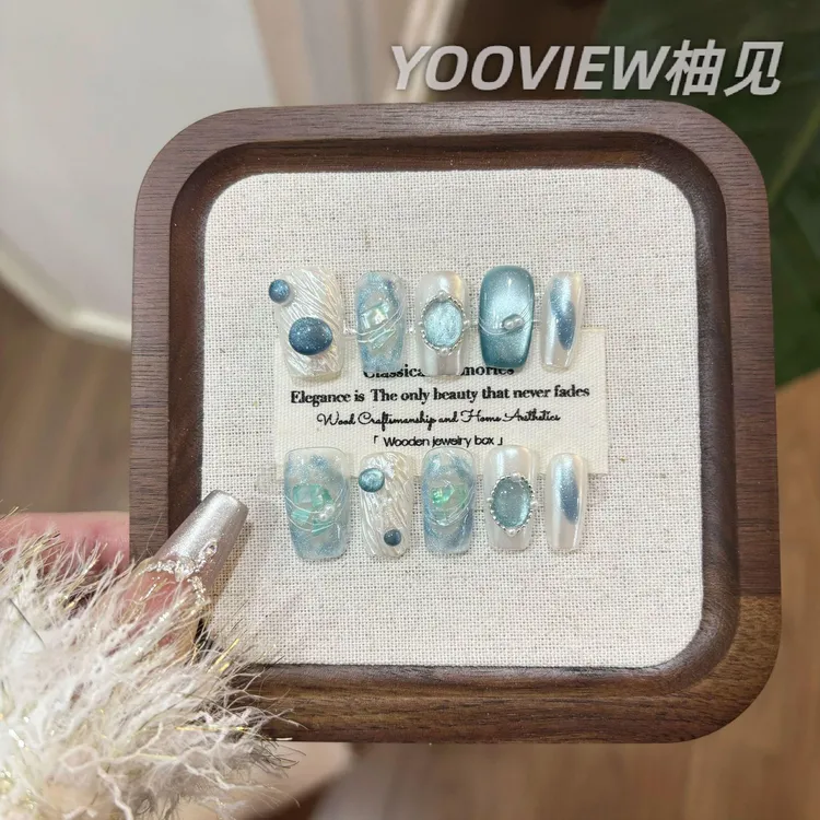 高级感穿戴甲Jx春季清新穿戴甲纯手工制作高级感猫眼显白灵珠海