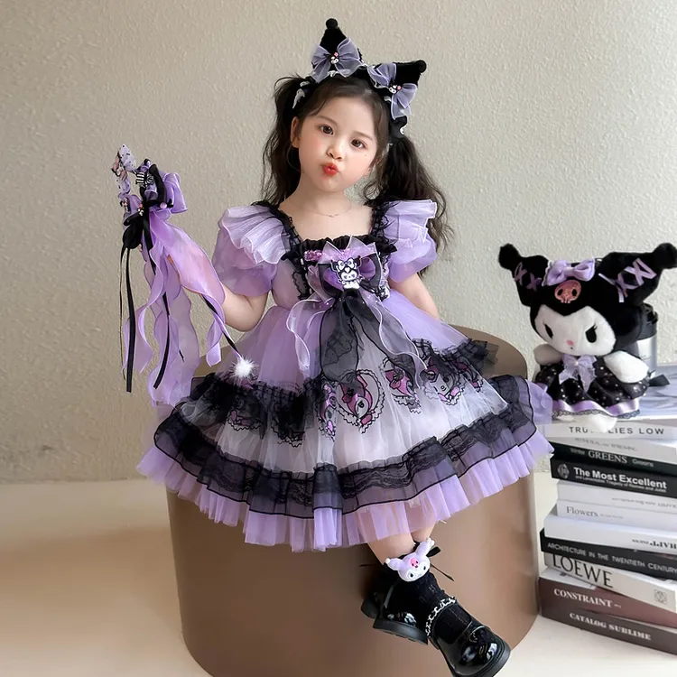 夏款库洛米女童洛丽塔连衣裙公主裙卡通动漫女童连衣裙生日裙子