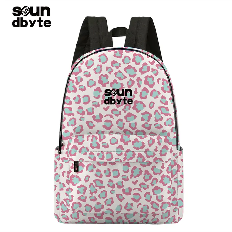 SOUNDBYTE高颜值豹纹书包女大容量通勤电脑双肩包小众高级背包