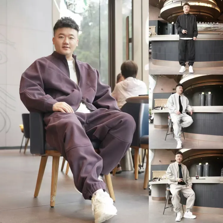 加厚纯色圆领运动套装宽松套装上衣牛奶丝拉毛裤子加厚套装342