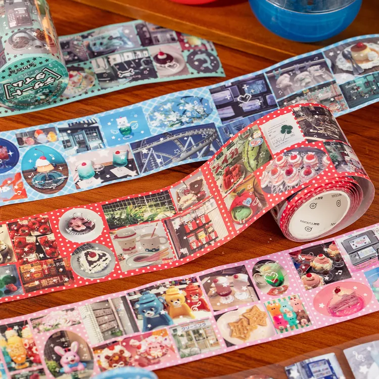 古早模切胶带 甜点时光做旧古早风图案素材手帐diy场景装饰咕卡贴