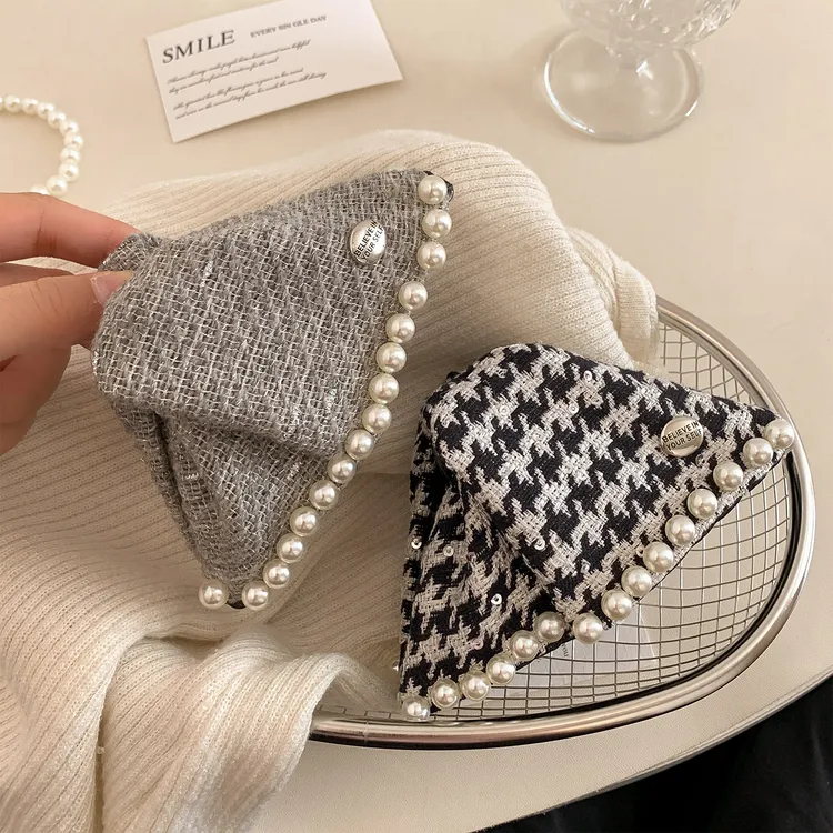 小香风珍珠高级感贝壳三角抓夹女后脑勺马尾发夹大号百搭鲨鱼夹子