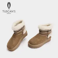 TUSCAN'S冬季时尚真皮真毛雪地靴平底厚底雪地靴百搭平底女鞋