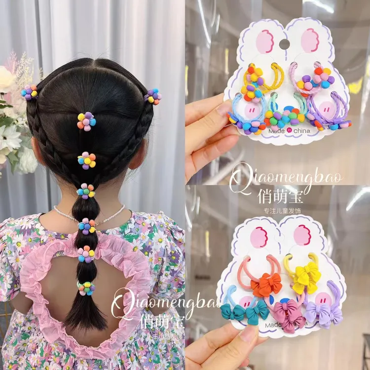 发饰新品五色花头绳发圈皮筋小女孩扎头绳