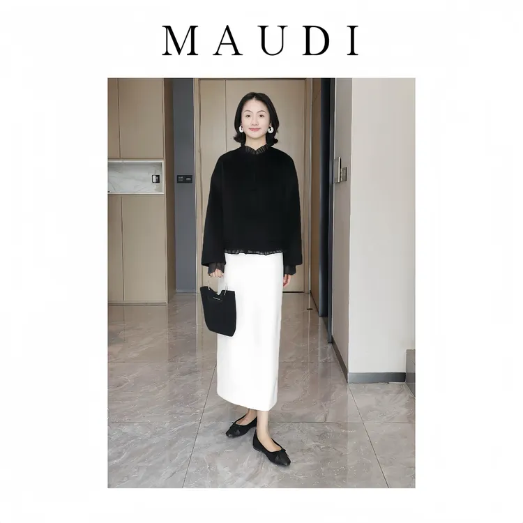 MAUDI骨相云衫气质秋冬新款新中式正门襟羊毛羊绒毛呢短外套8284