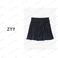 ZYY【琉璃记】2025S/S新品复古A型廓形丝绒刺绣压褶半裙X25QDQ04164