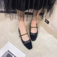 春款女鞋漆皮一字扣单鞋女百搭时尚款9206