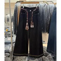 90929黑金筒喇牛仔裤复古气质显瘦