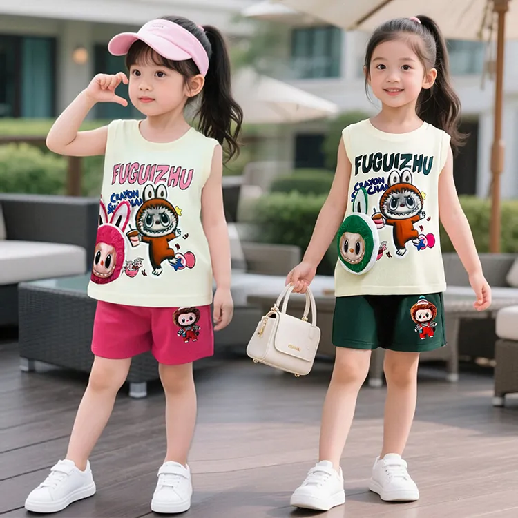 女童无袖夏季套装拉布布潮酷背心短裤两件套2025新款儿童夏装衣服