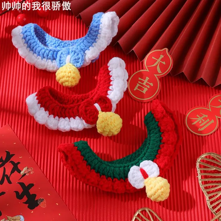 猫咪项圈手工钩织小型犬猫咪兔子围脖轻巧柔软拍照可卖萌宠物项圈