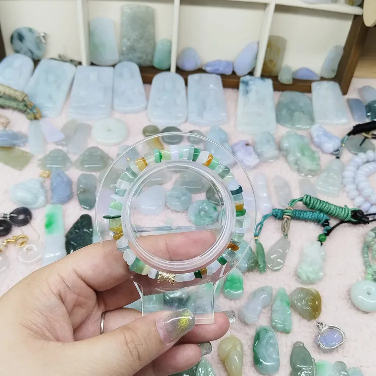 天然缅甸碎碎岁岁平安多宝随型手串卡5-7mm女朋友礼物带礼盒翡翠