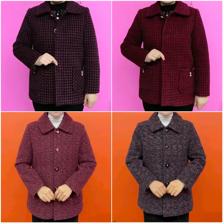 秋冬妈妈装加绒翻领外套【百搭衣长65左右】秋冬中老年阔太太气质装