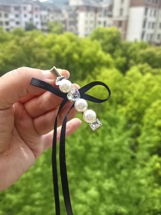 少女心蝴蝶结白色珍珠发夹夹子发卡精致侧边刘海夹气质发饰一字夹