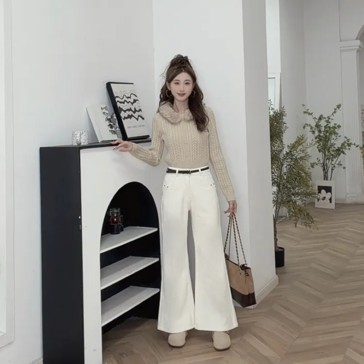 IEF/爱依服2025新款冬季加绒加厚时尚百搭棉不贴腿喇叭裤