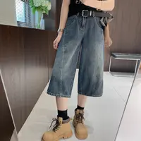 IMFLY金小金自制女装 牛仔裤DYK2786韩版宽松个性七分阔腿牛仔裤