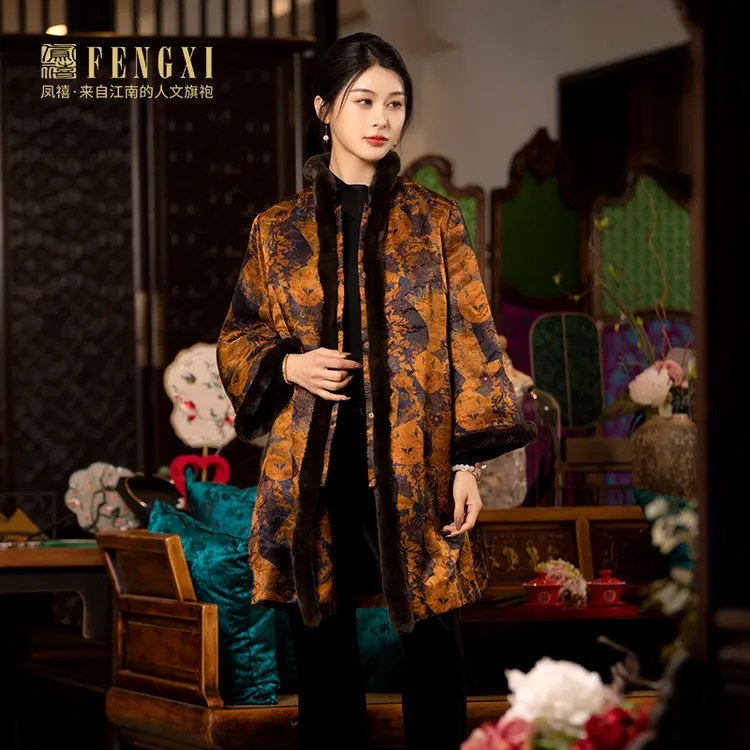 2024专柜正品国风毛领棉服新中式女装秋冬款过年战袍外套