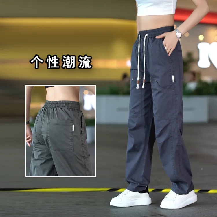莱赛尔天丝休闲裤男款潮牌时尚韩版直筒裤子夏季薄款宽松工装长裤