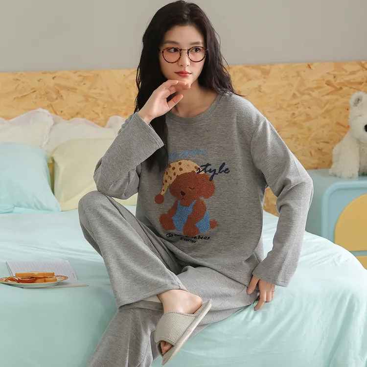 卡之恋睡衣冬季女款新款瞌睡熊加厚加绒毛茸茸家居服【加厚绒290g】