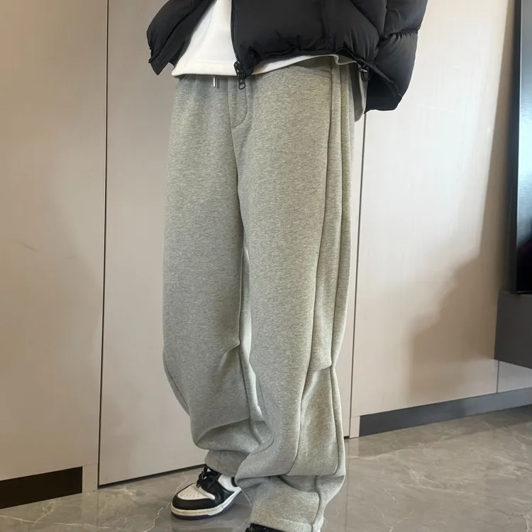 到位25ss秋季韩式慵懒松弛感立体剪裁宽松直筒休闲卫裤F1668