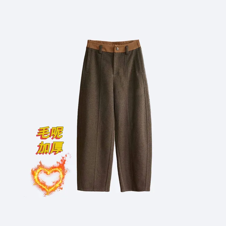 68170绵羊毛呢冬季芙蓉裤女025新款高腰垂坠感加厚弯刀裤百搭