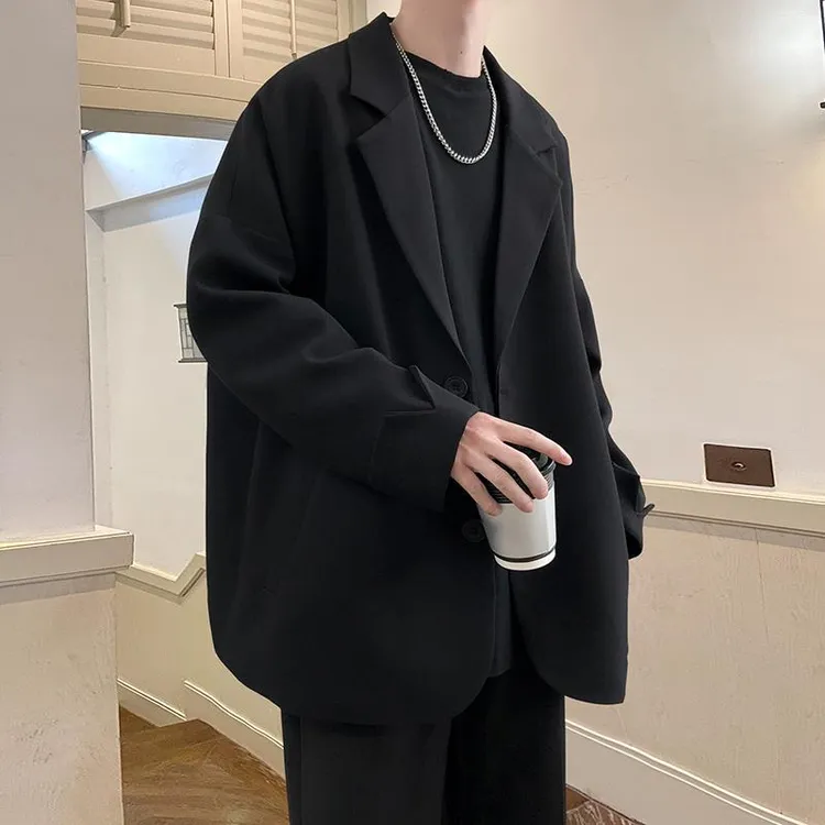 休闲黑色西装男士夹克春秋季高端帅气小香韩式男士宽松小西装