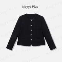 【中古小香】Mayya Plus麦芽定制秋冬流光风气质黑色女外套32537200