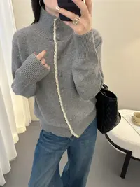 针织厚款宽松型圆领衫秋冬女装打底显瘦百搭时尚长袖高领韩版加厚