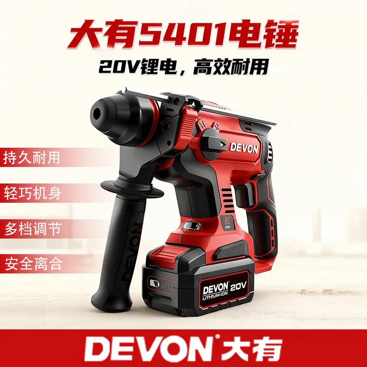 大有5401多功能锂电充电电锤轻型充电式无刷冲击钻工业级电动工具