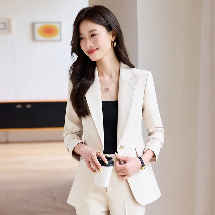 常规女静奢风通勤印花春秋修身职业工作服修身型西装YSY8979