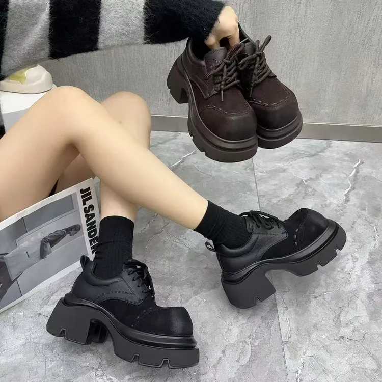 唐小肉翻毛皮百搭厚底常规女耐脏秋季乐福鞋8617-2