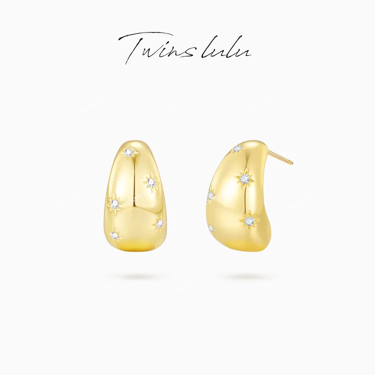 TWINS LULU 流光风 秋上新 简约经典水滴型六芒星耳环TSL2980