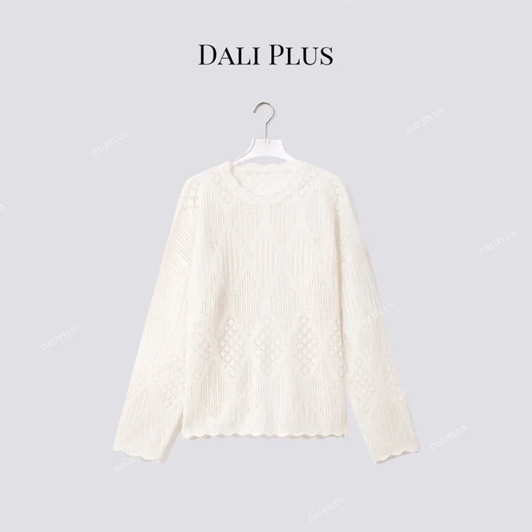DALI PLUS“马海毛羊毛套衫”镂空菱形针织上衣-D5MM2478