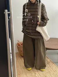 SCS#8659#条纹高领针织衫 X