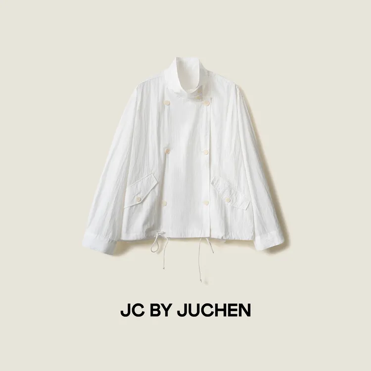 LEM风经典双排扣设计感简约廓形立领抽绳外套 FW102007-195